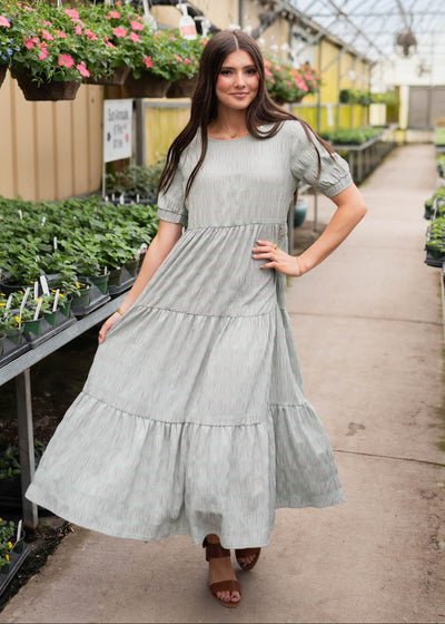 Pink and green gingham dress with short sleeves