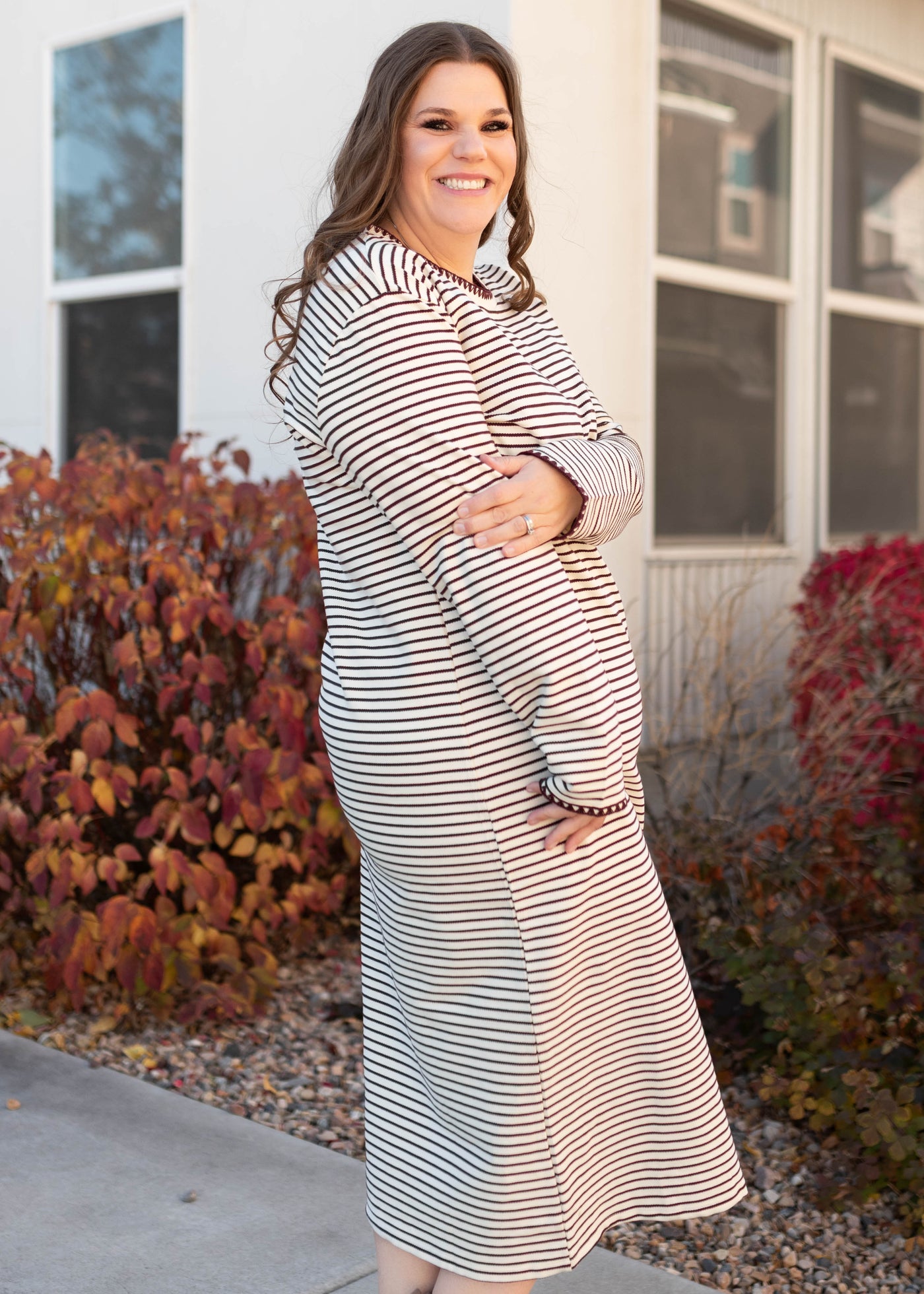 Holly Cream Stripe Dress