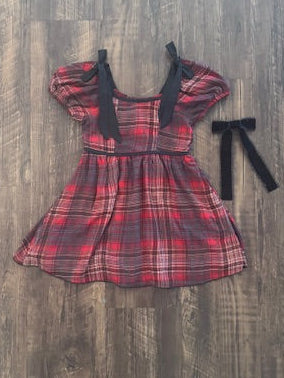 Aubrey Red Plaid Bow Little Girl Dress