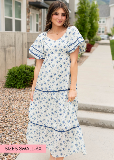 Cream floral pattern dress