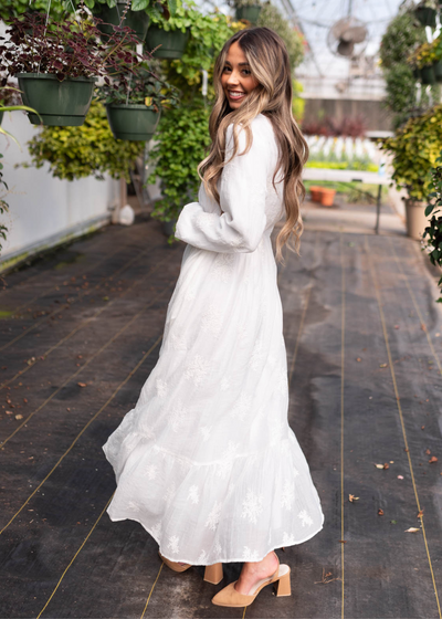 Embroidered white dress