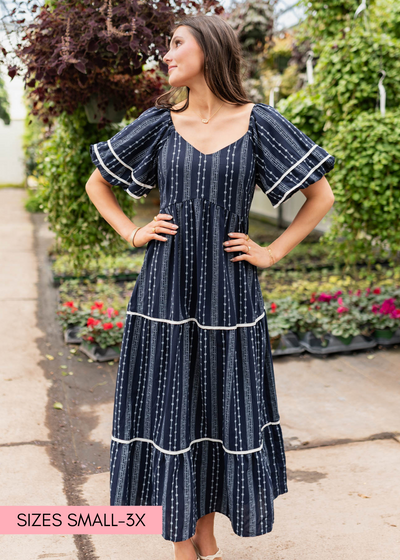 Navy floral pattern dress