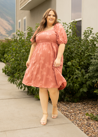 Plus size dusty rose dress