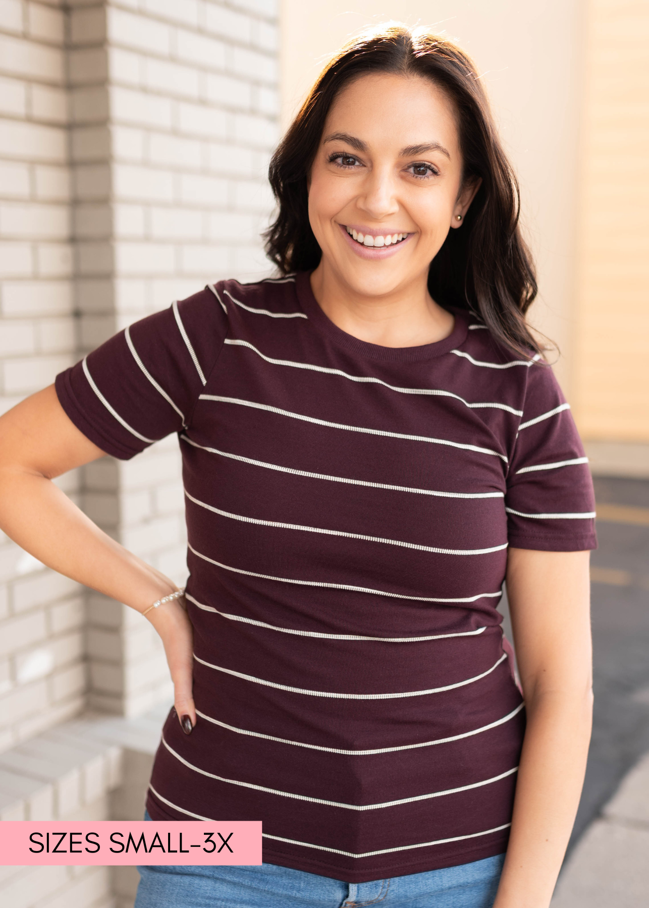 Isla Burgundy Stripe Top