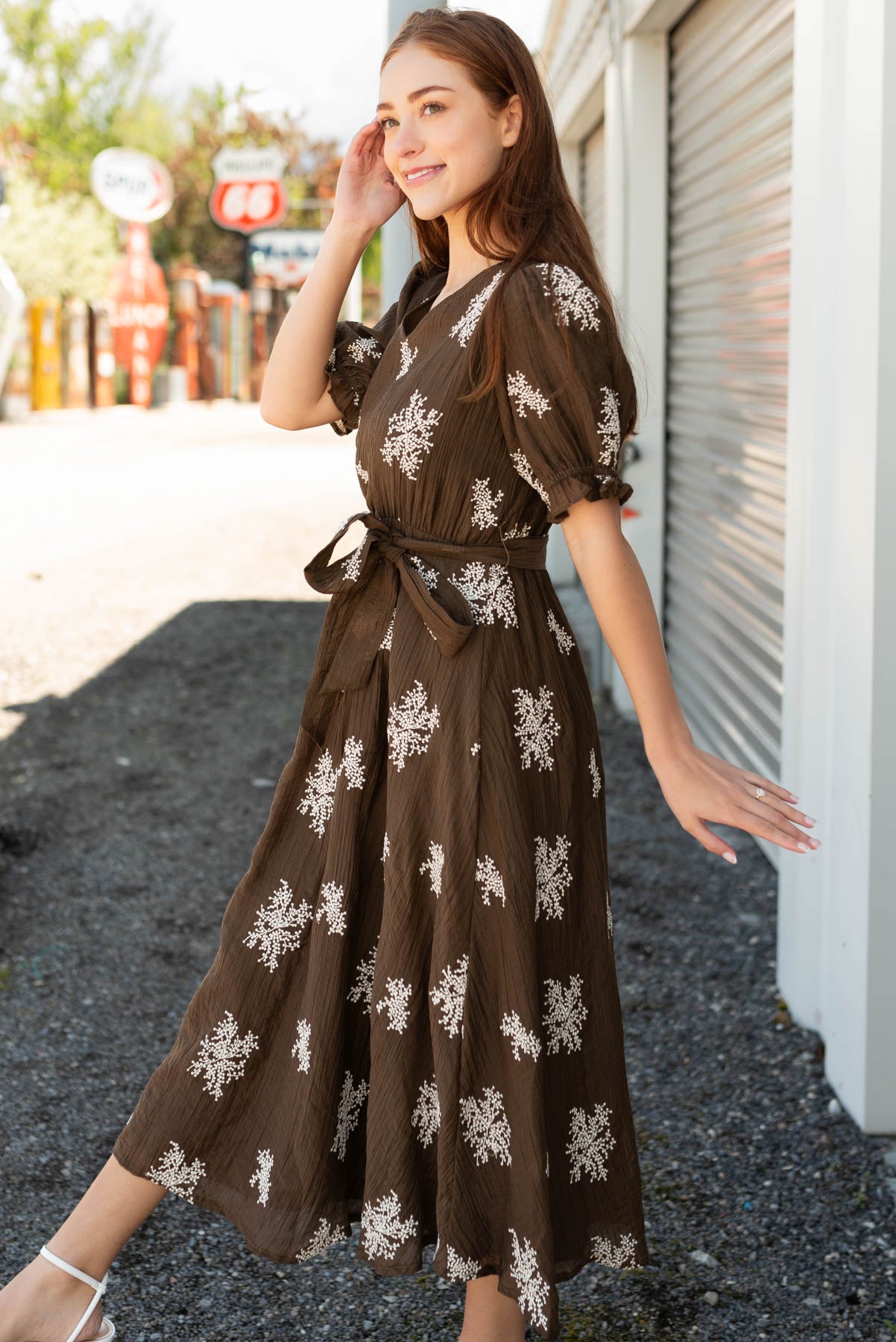 Side view of the chocolate dress