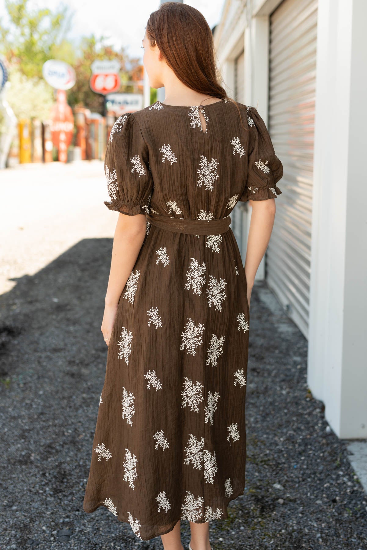 Back view of the chocolate dress