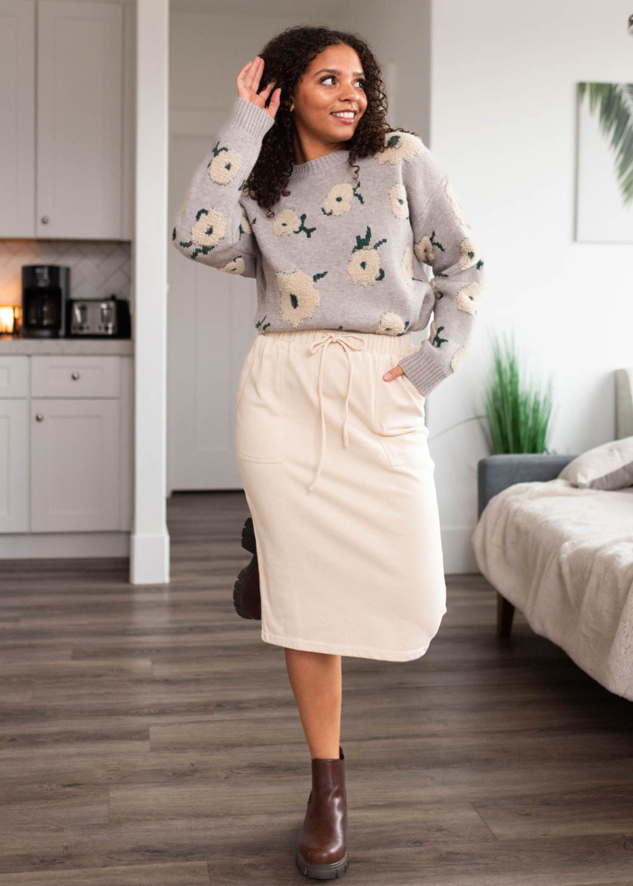 Oatmeal knit skirt