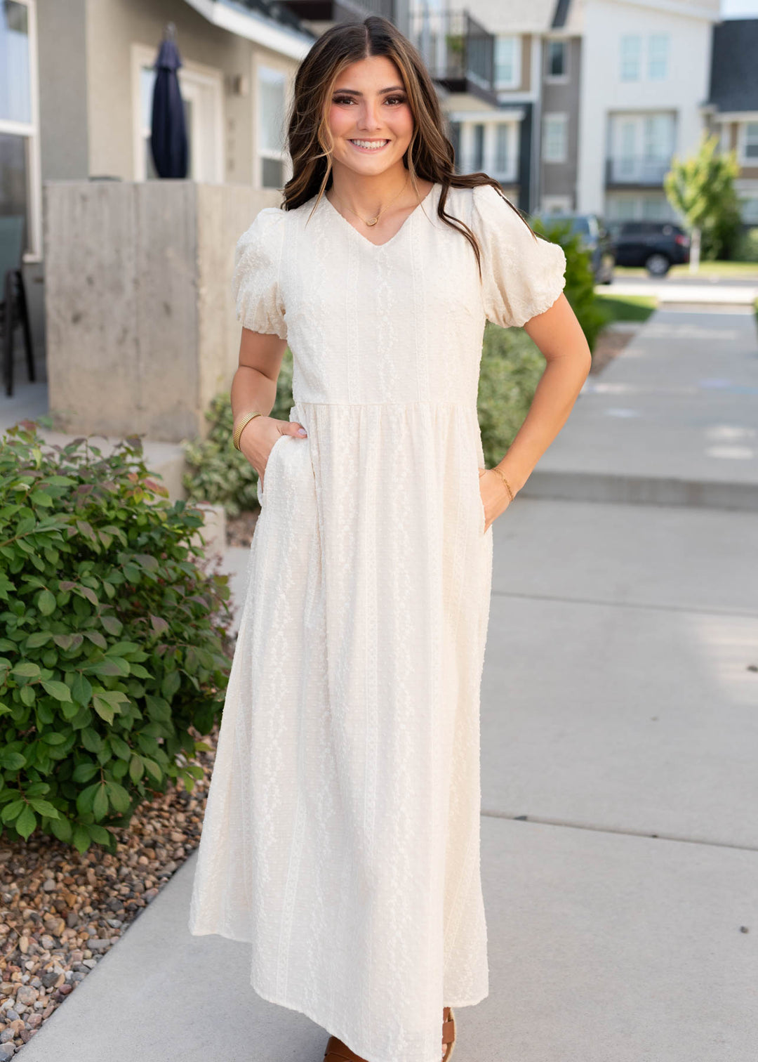 white christmas dresses Baltic Born Womens Eleanor Embroidered Midi Dress | Cream Floral main image 0