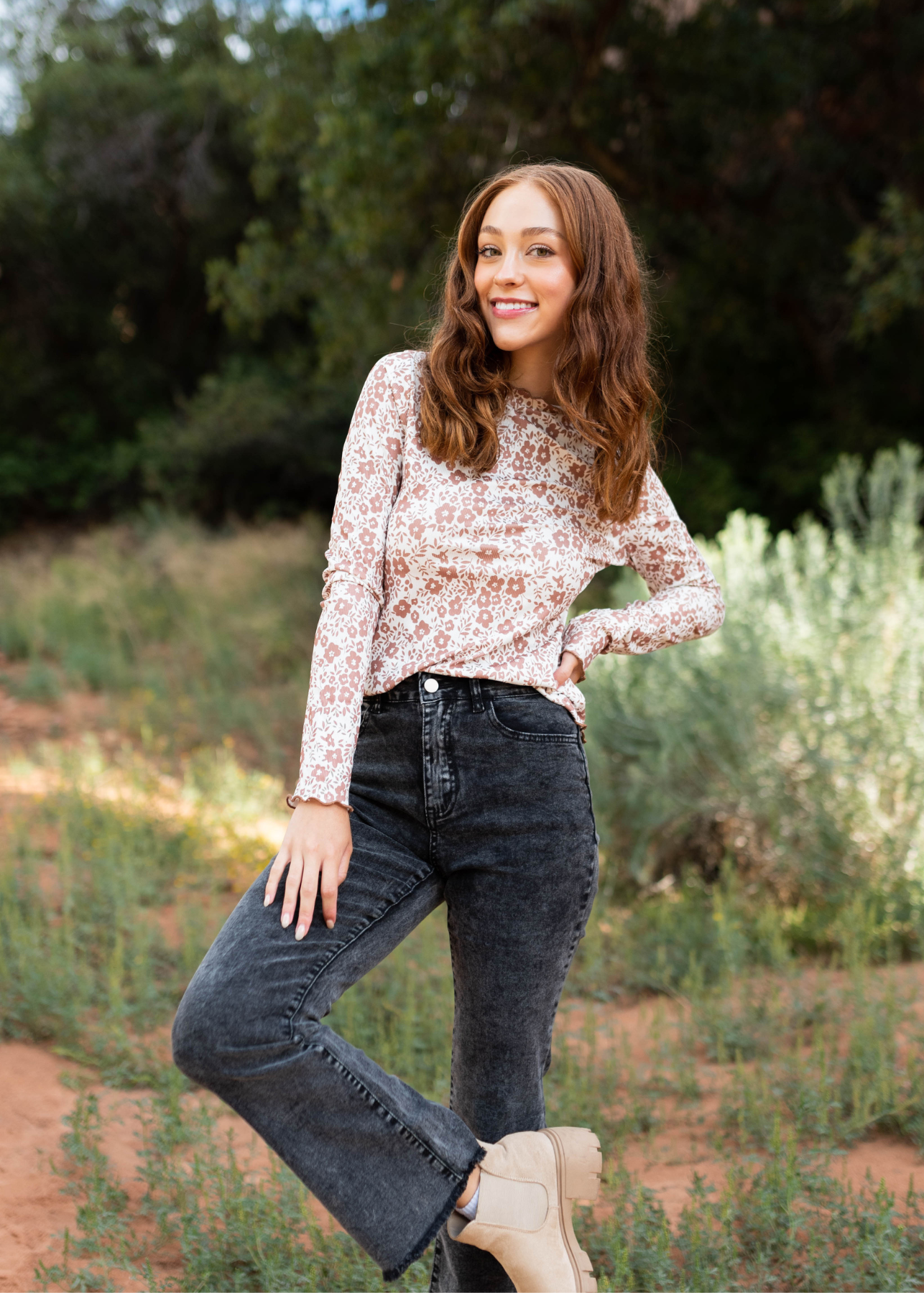 Black pants with a distressed hem