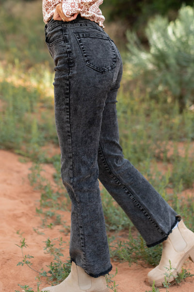 Side view of black pants