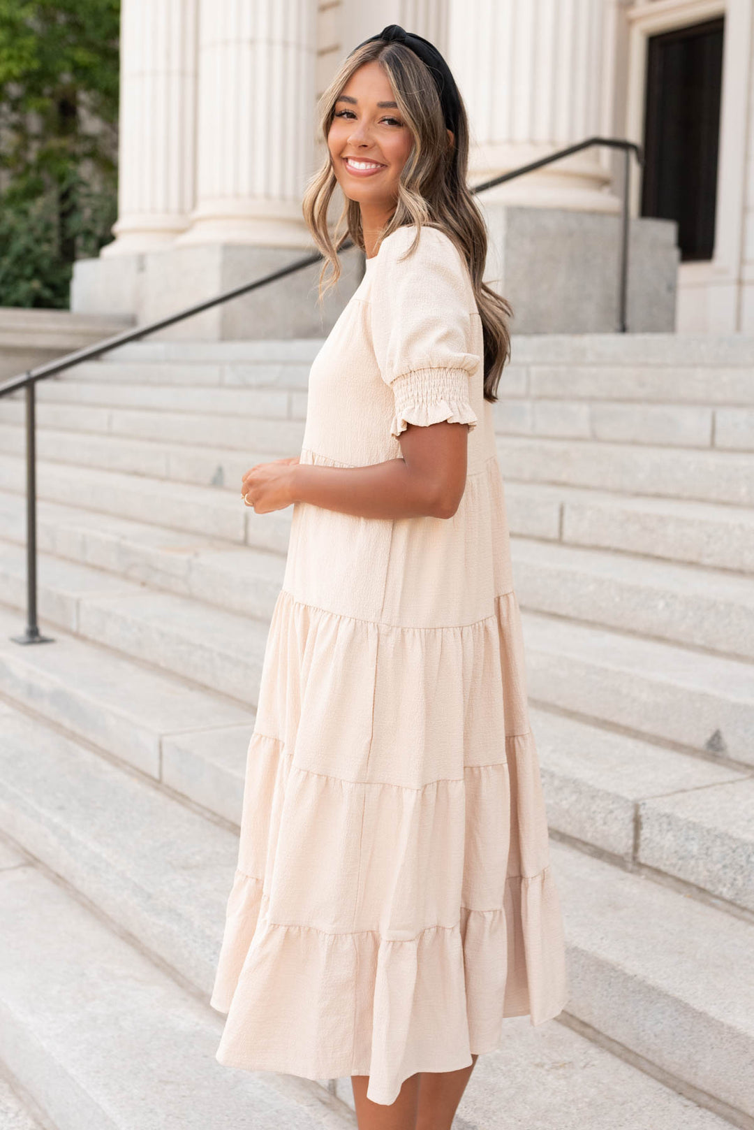 Janessa Tiered Cream Dress - Elegant Dress