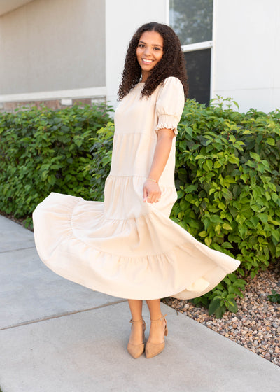 Janessa Tiered Cream Dress