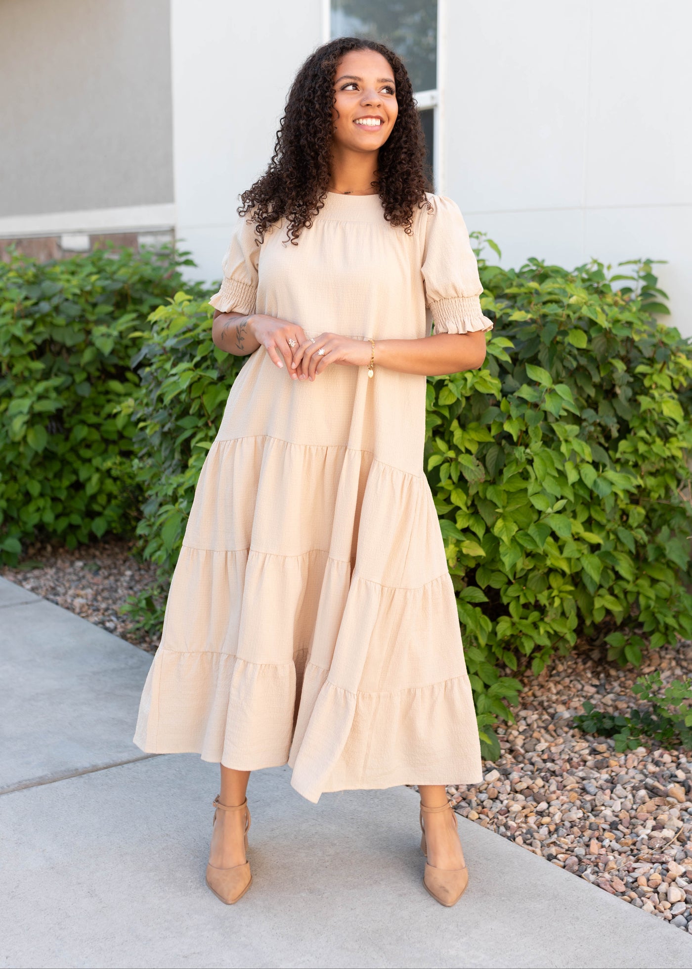 Janessa Tiered Cream Dress