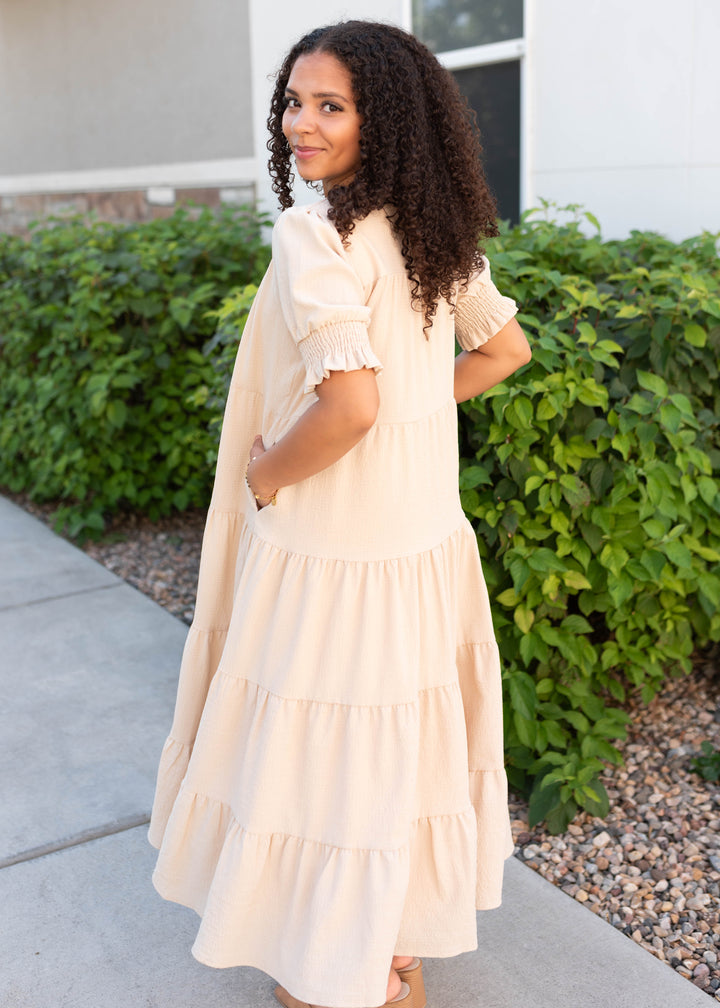 Janessa Tiered Cream Dress - Elegant Dress