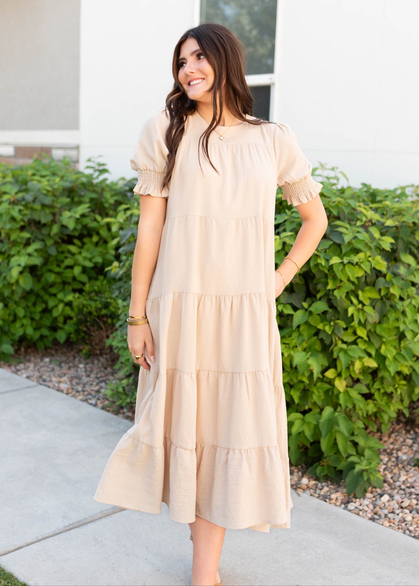 Janessa Tiered Cream Dress