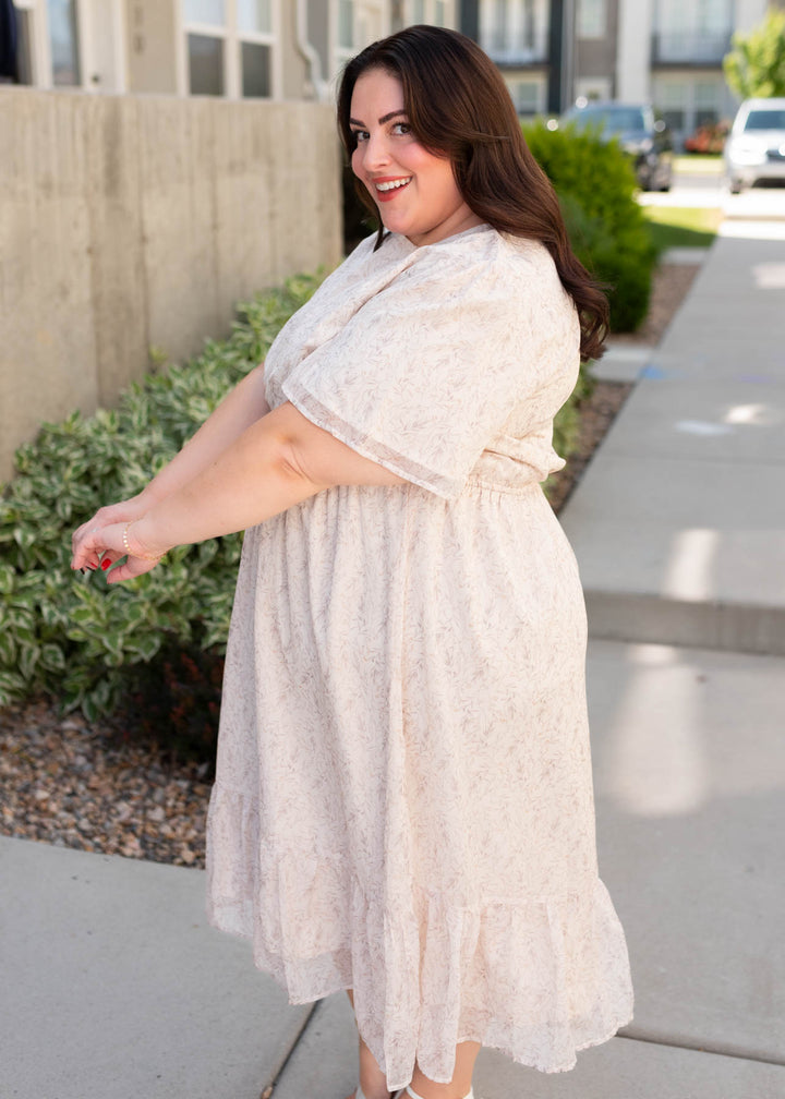 beige tea dress Mona Lacy Beige Midi Dress