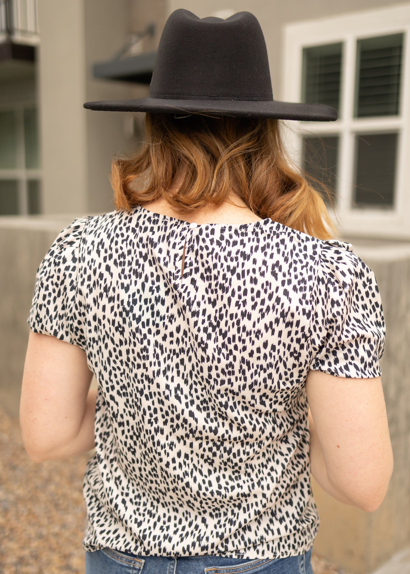 Ivory top with black pattern