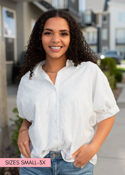 White button down top