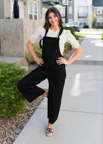 Wide leg black knot trap overall