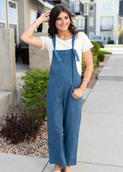 Dusty blue knot strap overall
