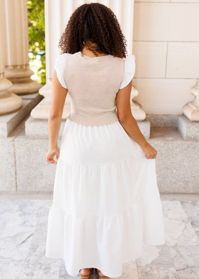 Back view of the white sweater vest dress
