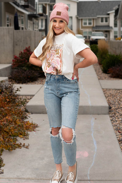 Front view of the Jolene flower market t-shirt