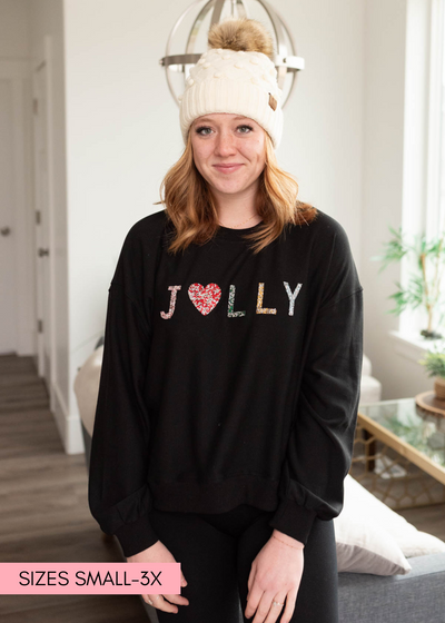 Jolly rhinestone crewneck with long sleeves