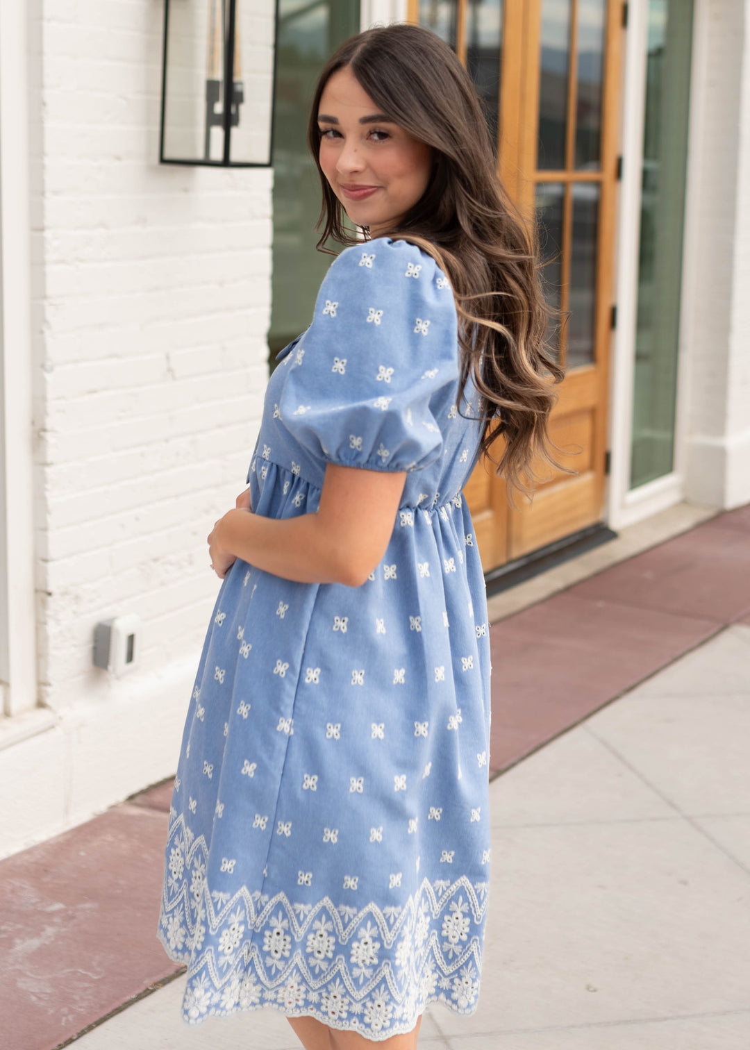 Jordyn Blue Eyelet Dress