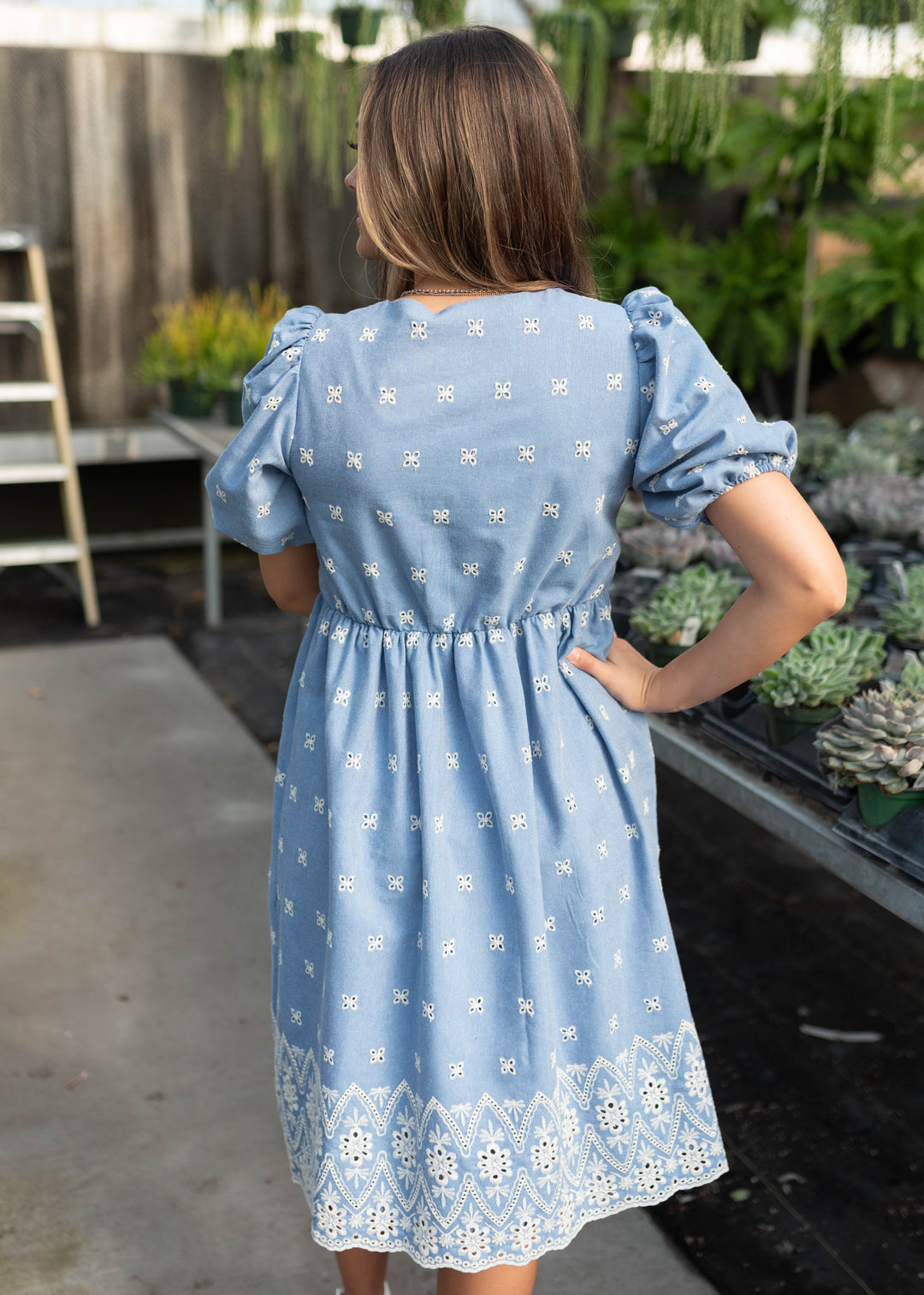 Jordyn Blue Eyelet Dress with Pockets | Lena & Lou Exclusive