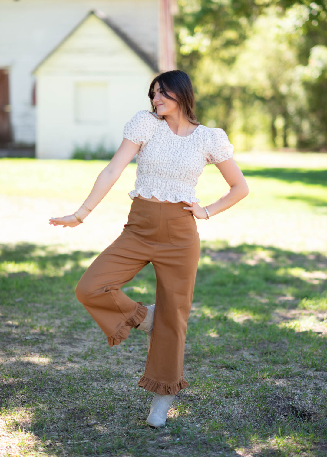 Josie Cinnamon Ruffle Hem Pants – Lena Layne