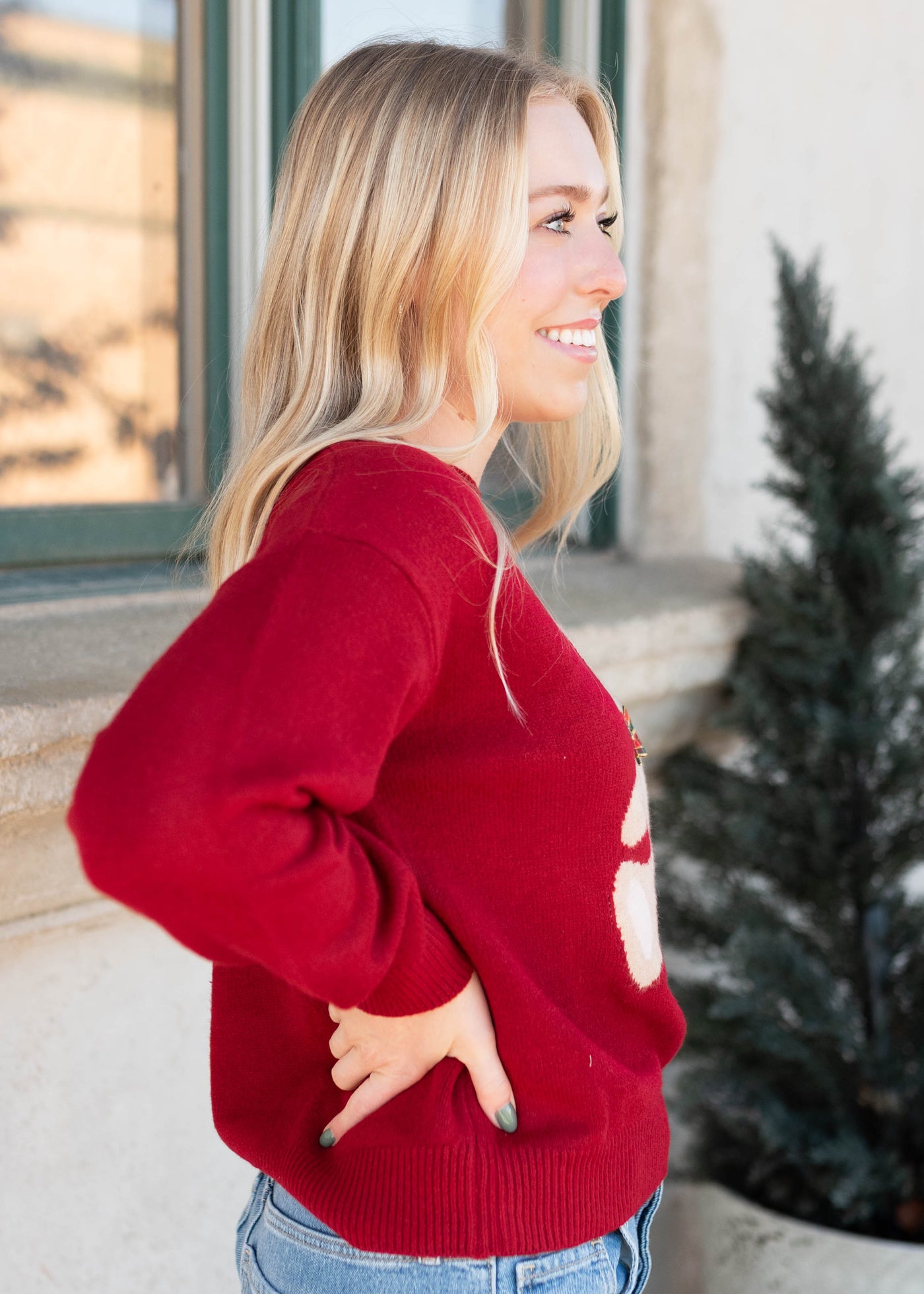 Joyce Red Teddy Bear Sweater