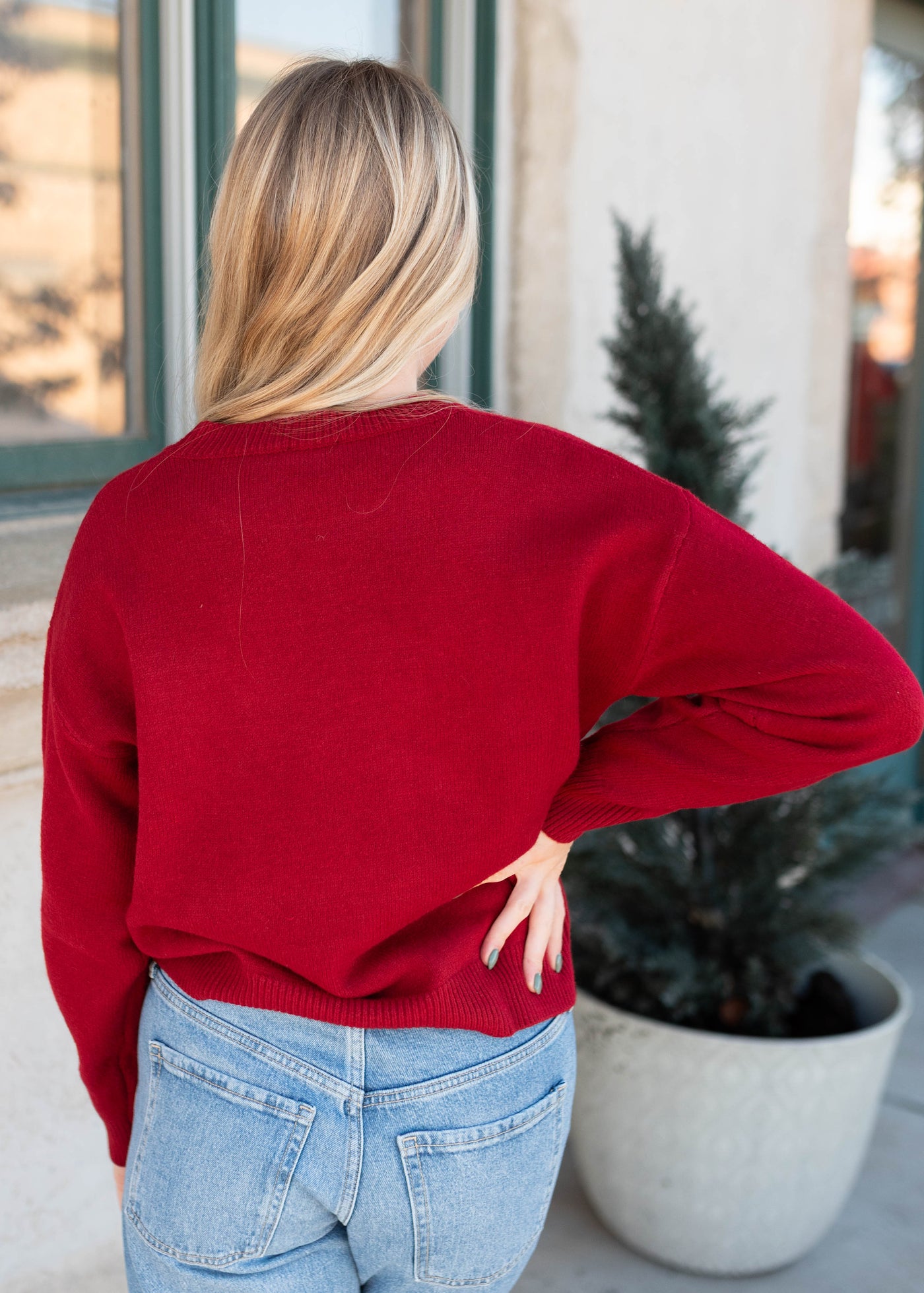 Joyce Red Teddy Bear Sweater