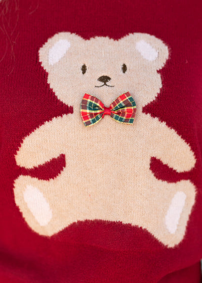 Joyce Red Teddy Bear Sweater