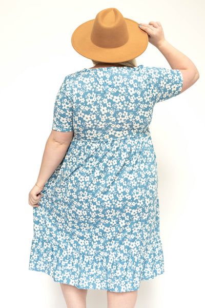 Plus size blue floral dress
