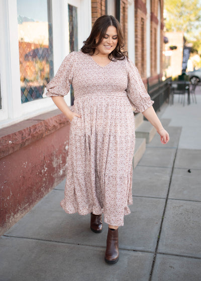 Julia Dusty Mauve Floral Dress