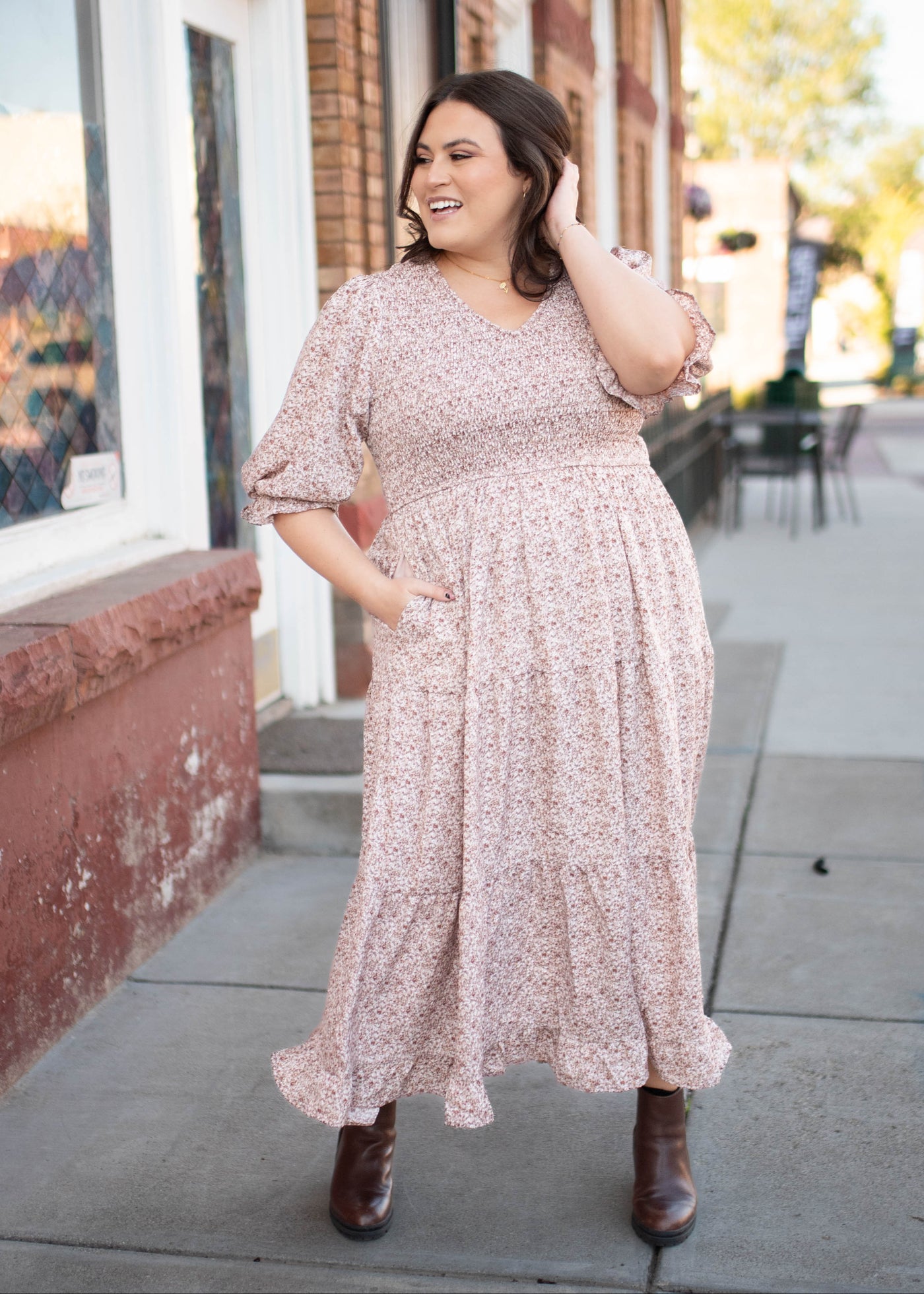 Julia Dusty Mauve Floral Dress