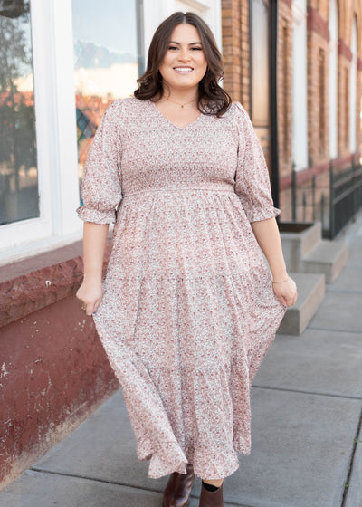 Julia Dusty Mauve Floral Dress