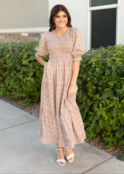 Julia Dusty Mauve Floral Dress