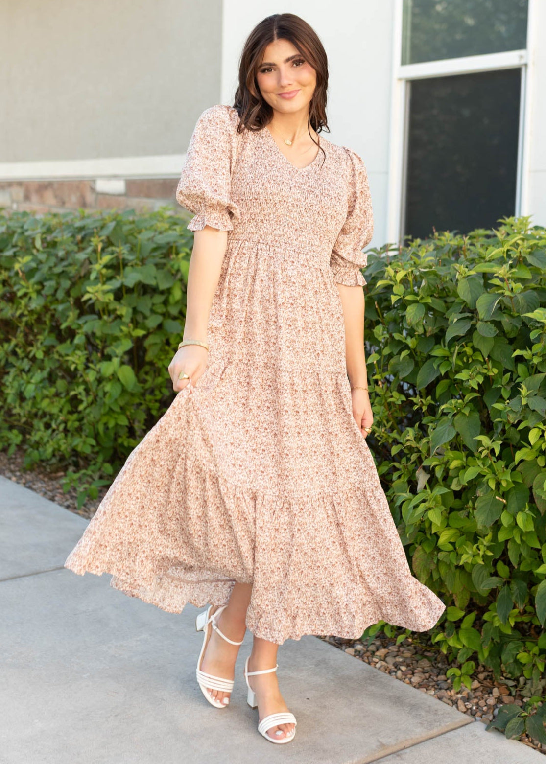 Julia Dusty Mauve Floral Dress