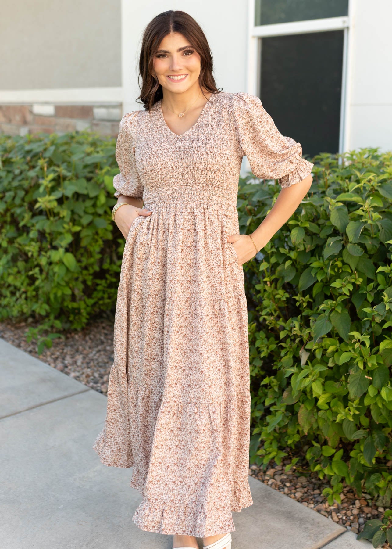 Julia Dusty Mauve Floral Dress