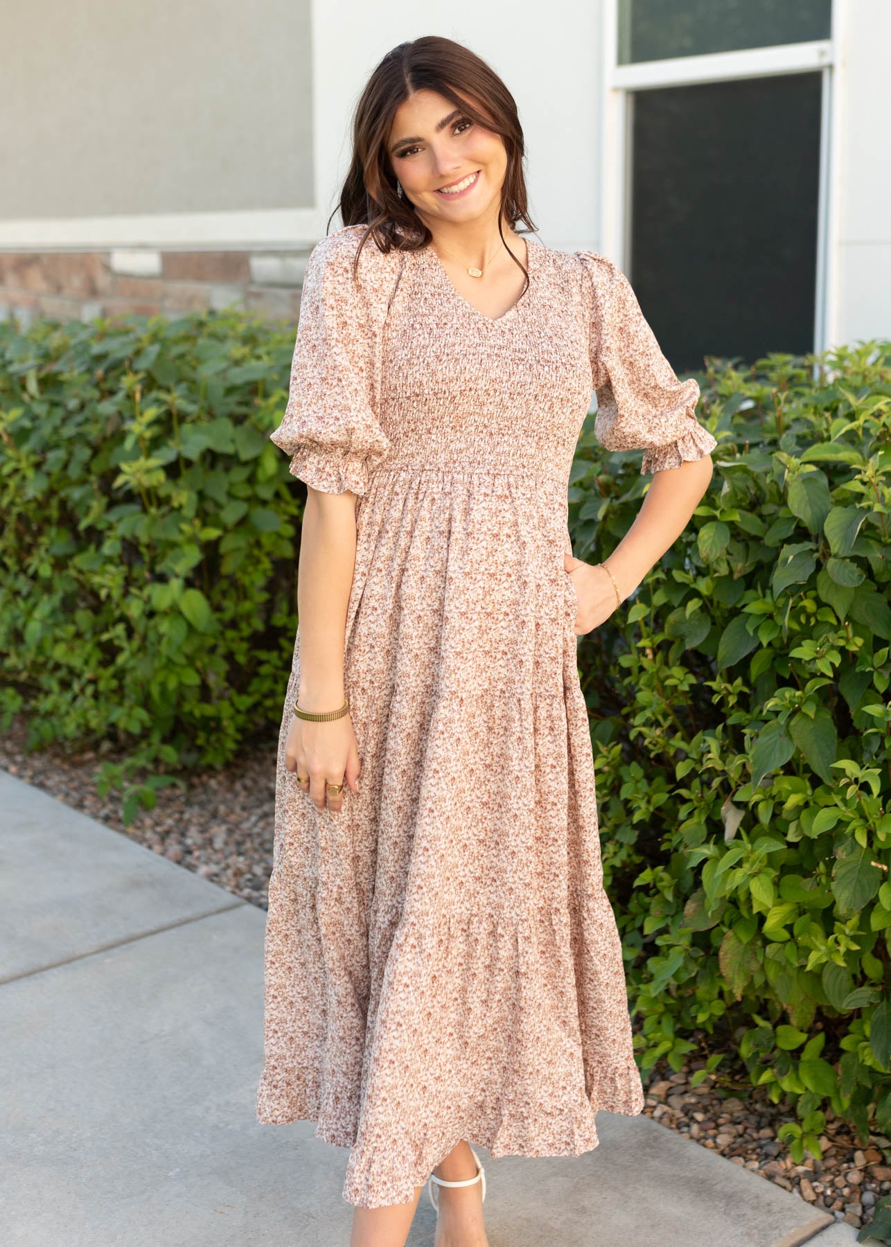 Julia Dusty Mauve Floral Dress