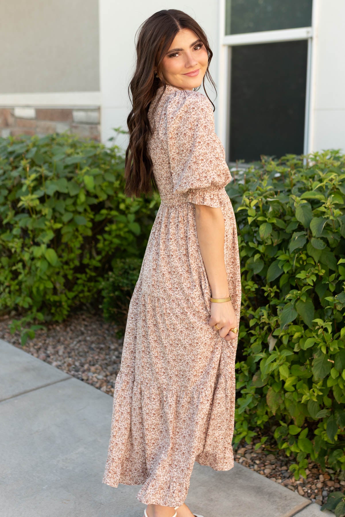 Julia Dusty Mauve Floral Dress