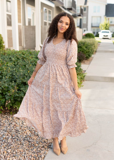 Julia Dusty Mauve Floral Dress