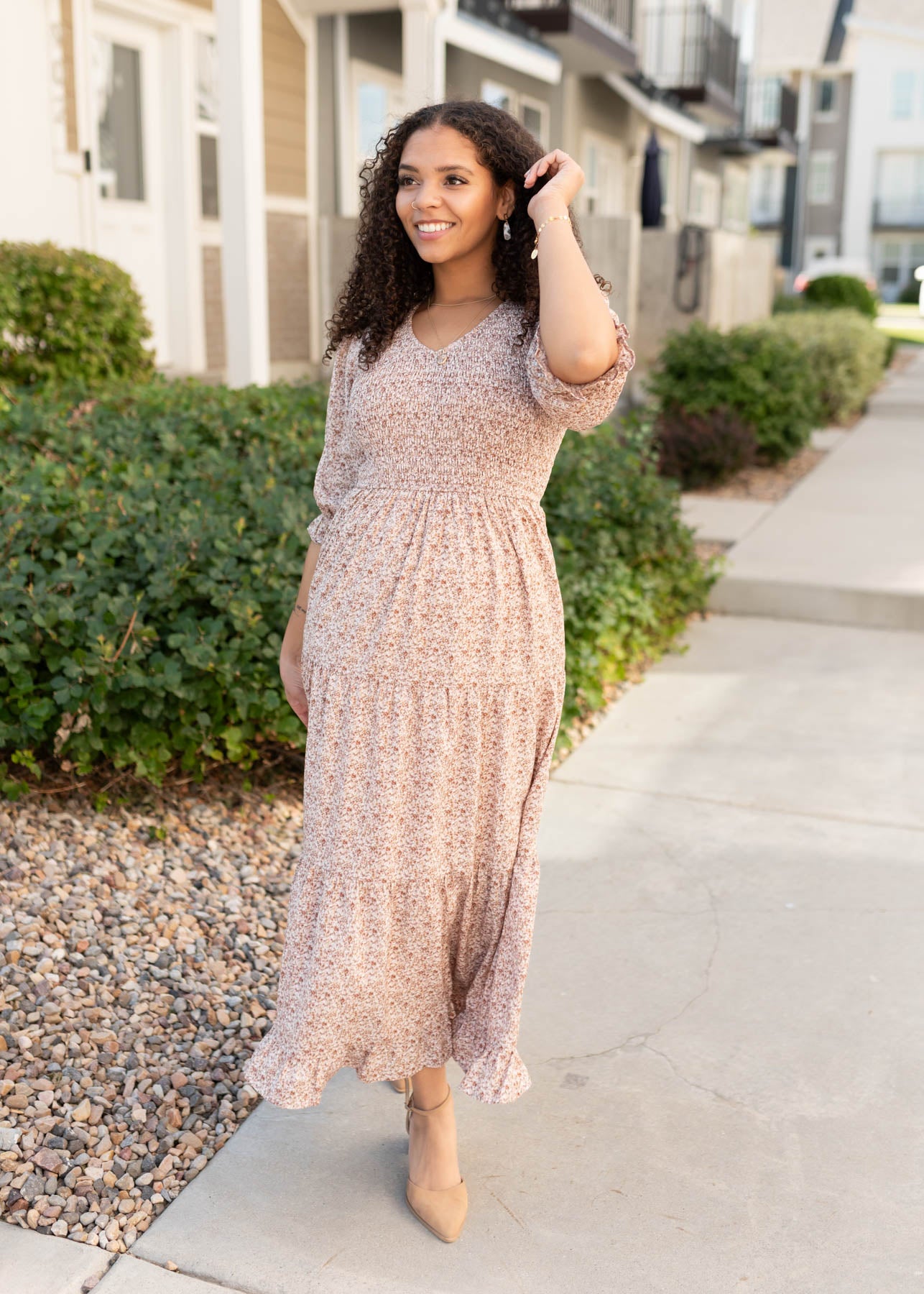Julia Dusty Mauve Floral Dress