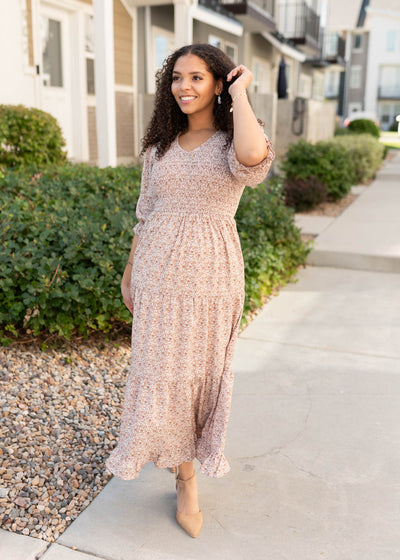 Julia Dusty Mauve Floral Dress