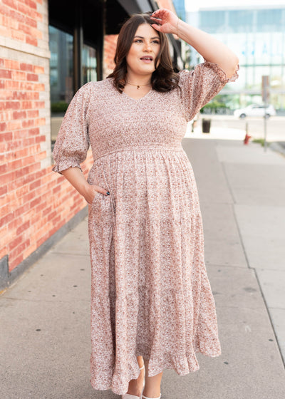 Julia Dusty Mauve Floral Dress