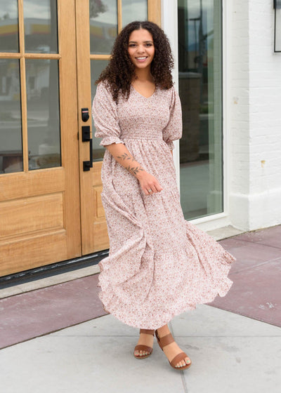 Julia Dusty Mauve Floral Dress