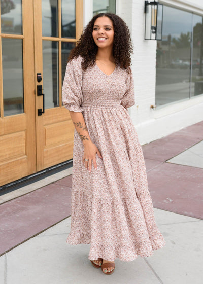 Julia Dusty Mauve Floral Dress