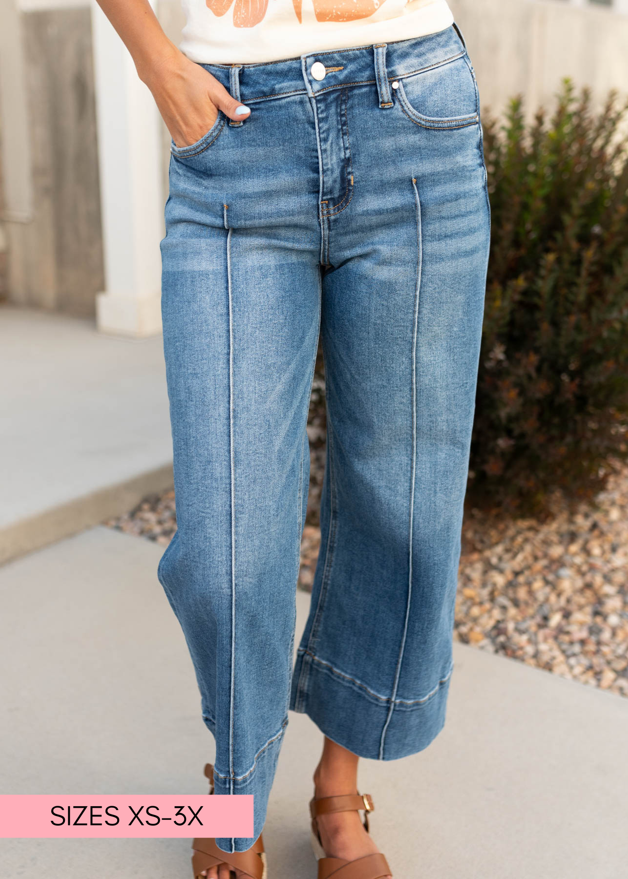 Denim wide leg pants
