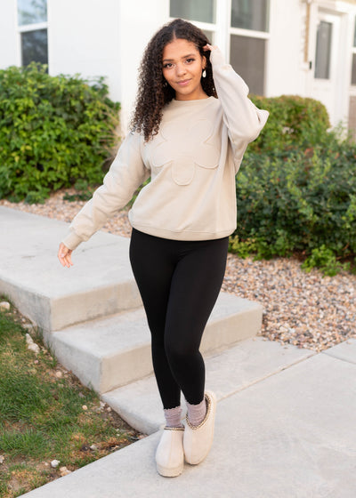 Juliette Taupe Flower Pullover